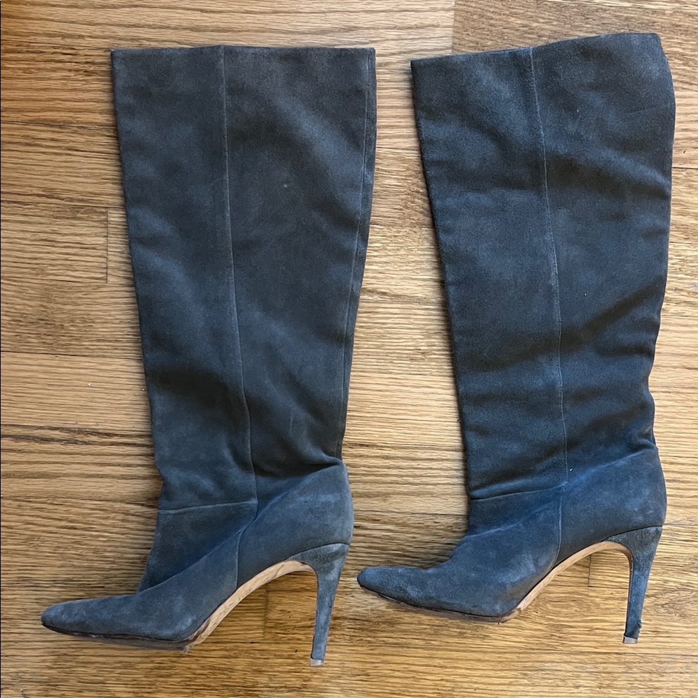 JOIE Jabre Olive Suede Tall Leather High Heel Boots Pull On size 39